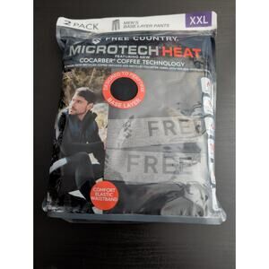 Men's Free Country Microtech Heat Base Layer Pants 2 Pack Black Size XXL